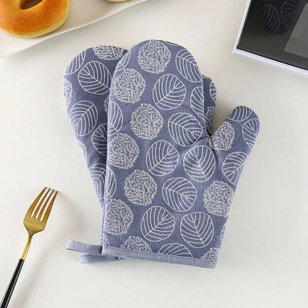 2 Pieces Thick Heat Resistant Gloves, Microwave Oven Gloves, Anti-scalding Printed Gloves Kitchen Baking Oven Gloves