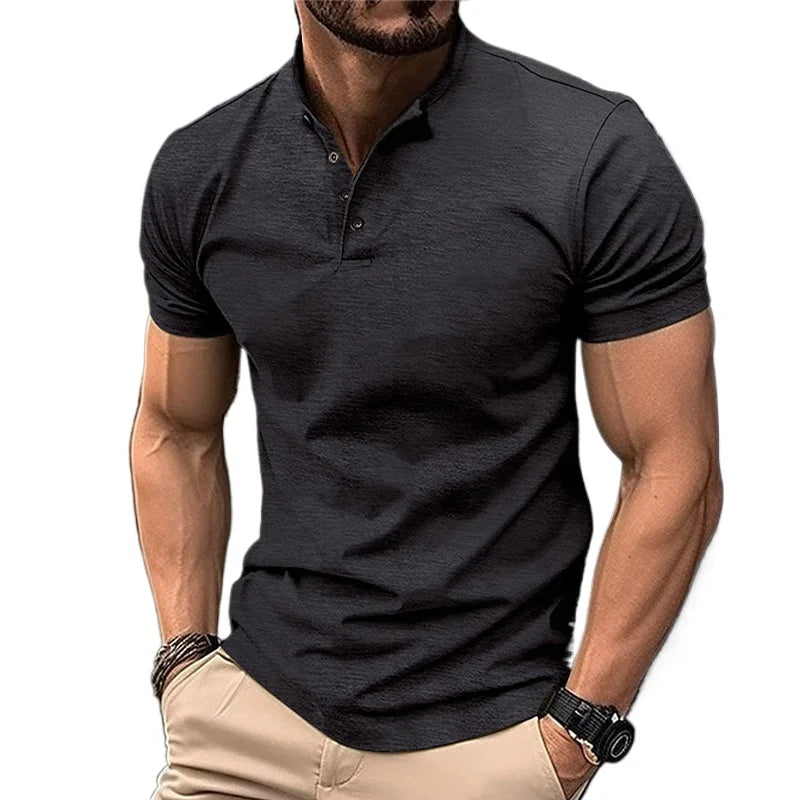 Summer Lightweight Lapel Polo Shirt Men's Short Sleeve Cotton Breathable Fashion Slim Fit Polo Shirt Male Fitness T-shirt
