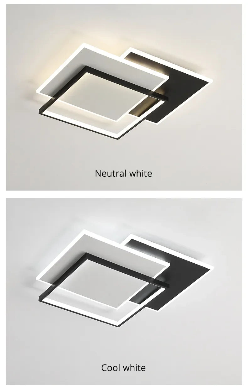 Modern Round Square LED Chandelier Simple Dimming Ceiling Lamps for Living Dining Room Kitchen Bedroom Indoor Lighting Fixture