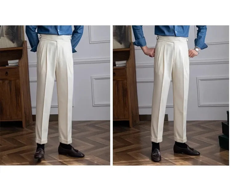 2023 Autumn/winter New Italian Style High-waisted Straight-leg Long Pants Casual Versatile Trousers For British Men