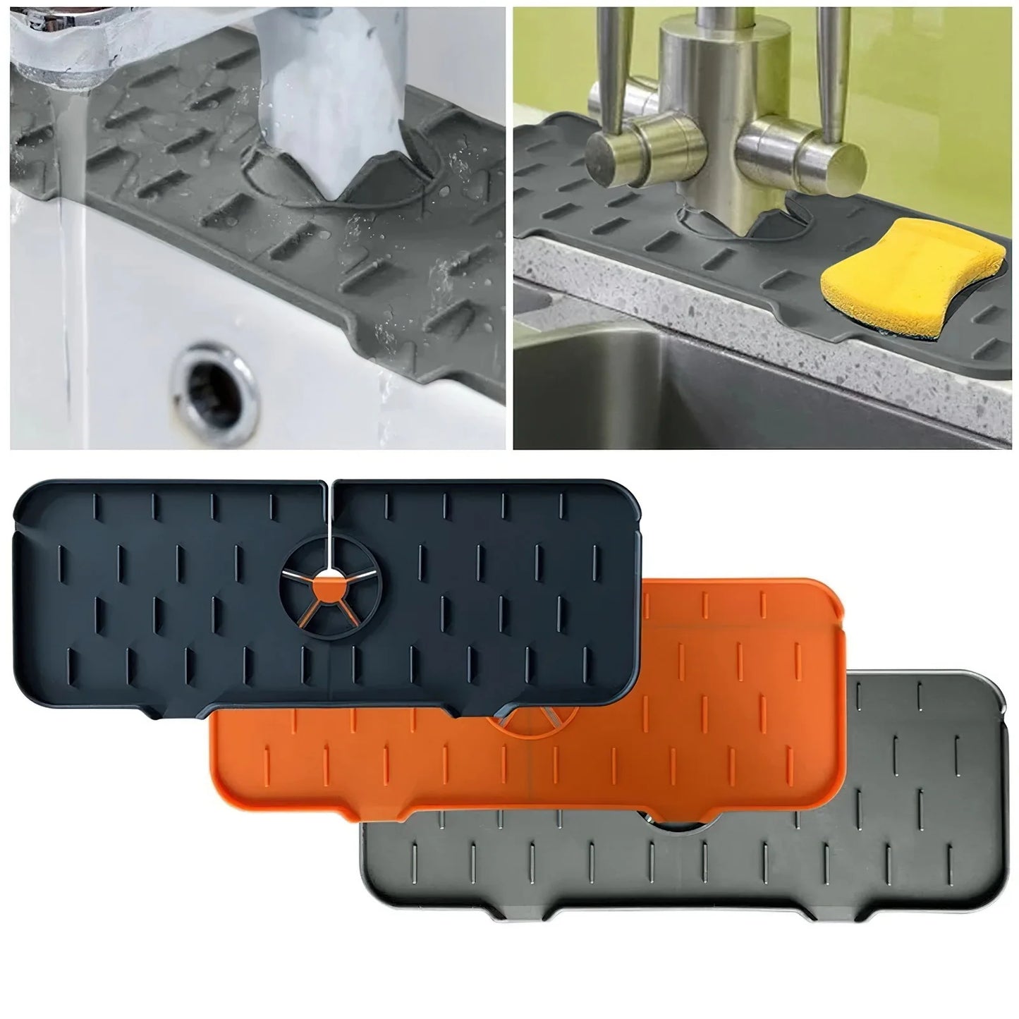 Faucet Absorbent Mat Silicon Kitchen Sink Splash Guard Drain Pad Water Splash Catcher Mats Countertop Protector Kitchen Gadgets