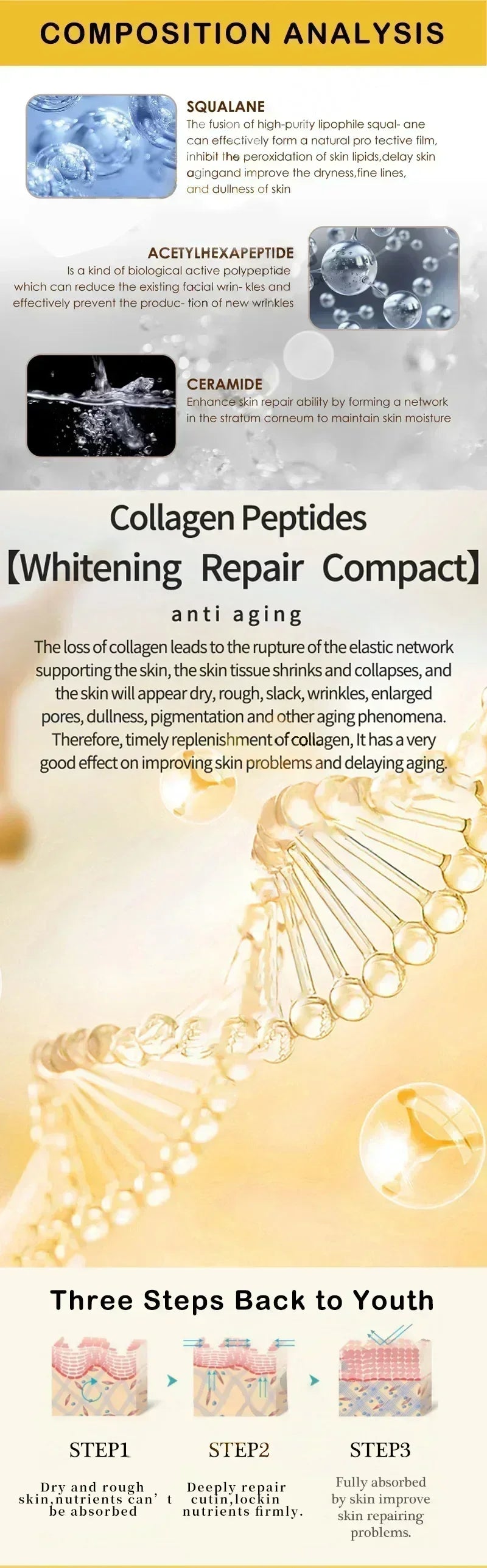Remove Wrinkles Facial Serum Firm Skin Delay Aging Improve Dullness Brighten Moisturize Anti-Wrinkle Facial Essence