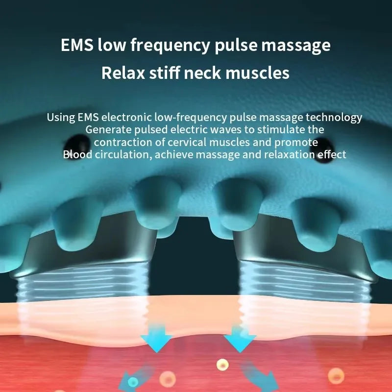 Cervical Neck Massager EMS Relax Heat Devices for Adult Cervical Repair Traction Electric Neck and Head Acupoint Massage Pillow