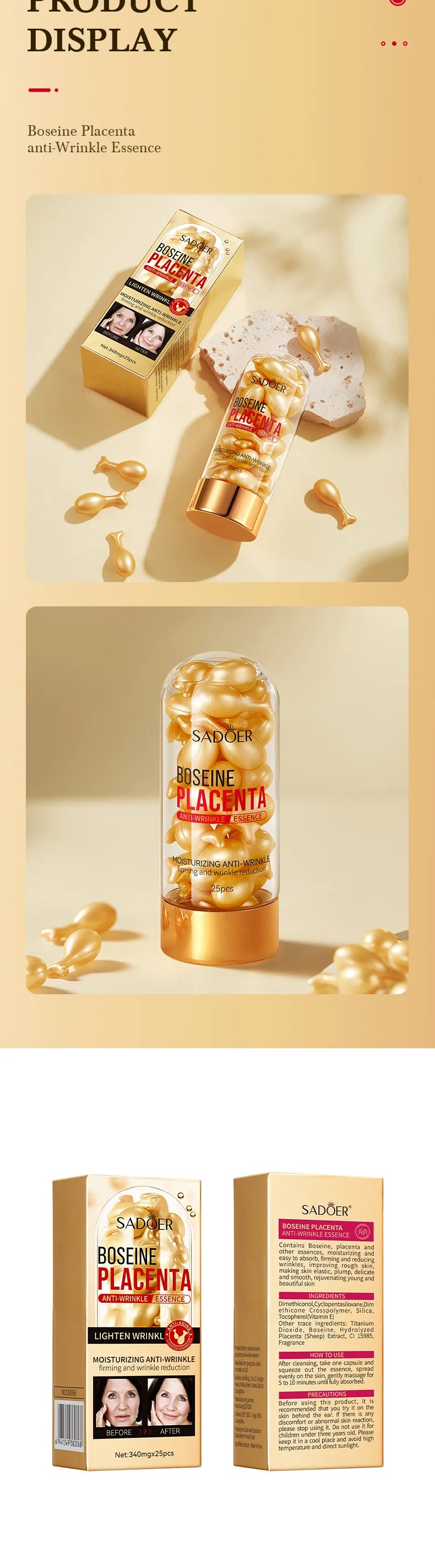 25pcs SADOER Boseine Face Serum Capsule Facial Moisturizing Brightening Firming Facial Essence Beauty Face Skin Care Products
