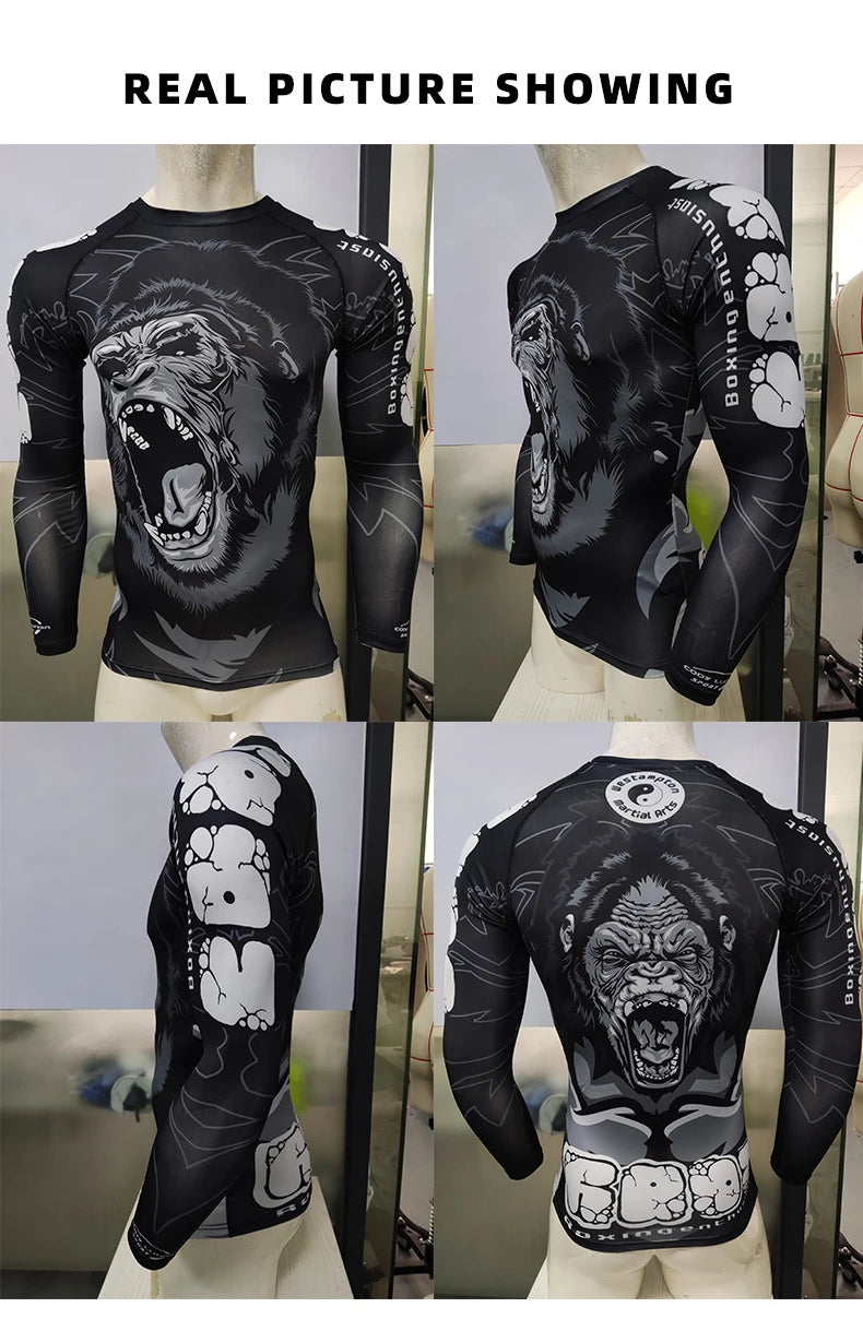 Popular Beach Surf Wear Short Sets For jiu jitsu Bjj No Gi Rashguard+Grappling Shorts Cool Westling stretchy Running Gym Clothes