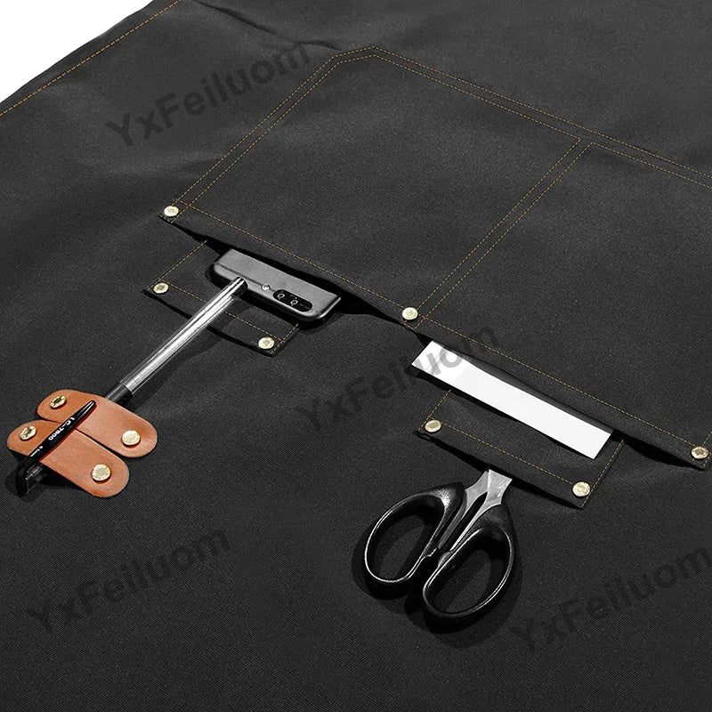 Men's Women's Kitchen Apron Custom Logo Catering Server Work Aprons Nails Hairdressing Mandil Restaurant Cafes Bar Waiter Bibs