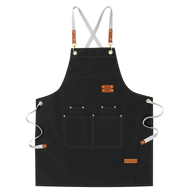 Men's Women's Kitchen Apron Custom Logo Catering Server Work Aprons Nails Hairdressing Mandil Restaurant Cafes Bar Waiter Bibs