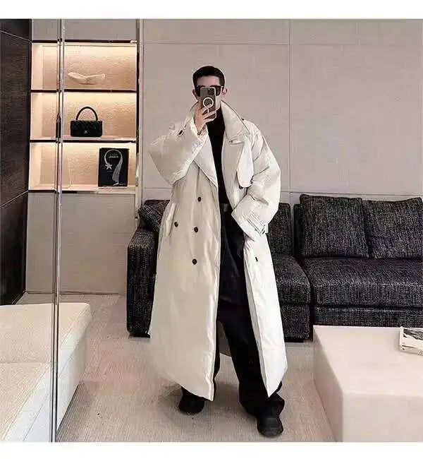 LUZHEN Winter Stylish Double Breasted Long Padded Coat Men's Original Design Thickened Knee-length Trench Trendy 2023 New Cac4db