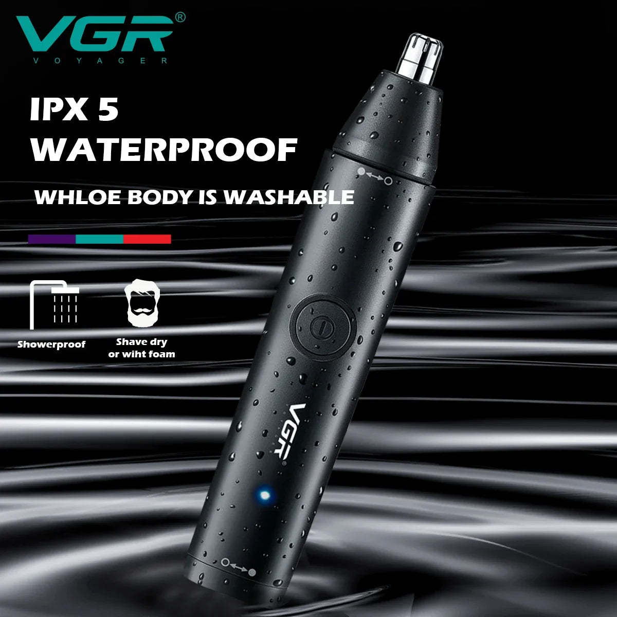 VGR Washable Nose Hair Trimmer Beard Facial Hair Trimer Eyebrow Electric Brow Nose Trimmer 2 In 1 Rechargeable V-613
