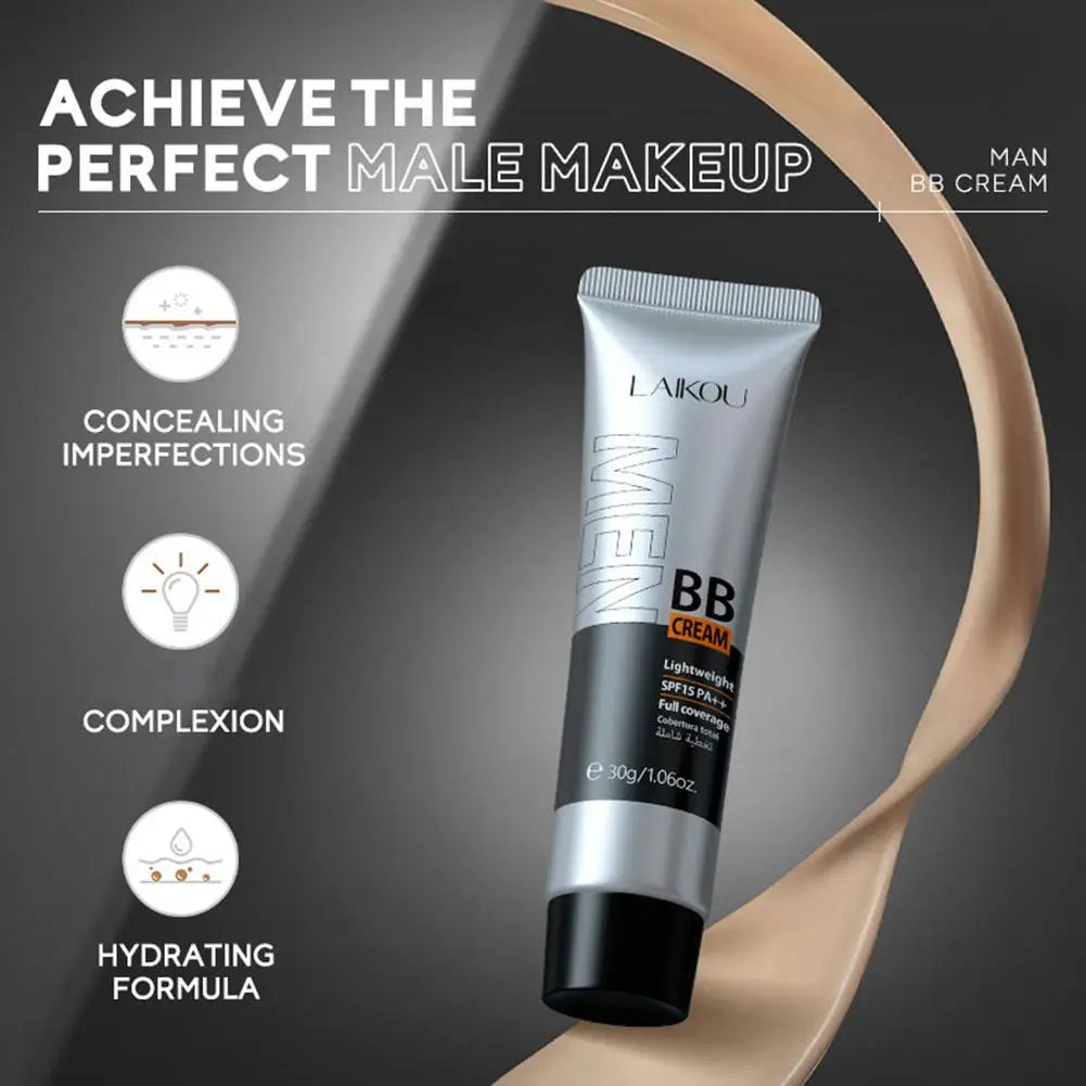 BB Cream For Men Full Coverage Facial Concealer Long Lasting Makeup Foundation Waterproof Men BB Liquid Foundation 30g