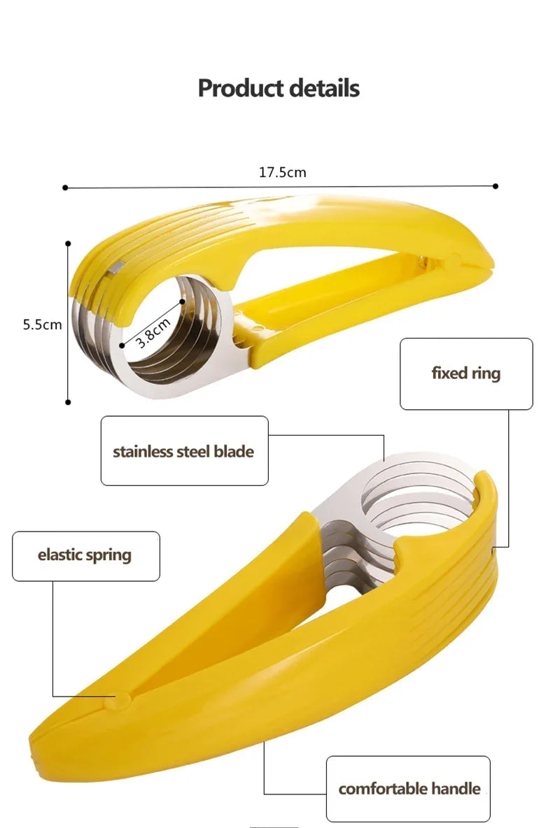 Creative Banana Slicer Sausage Slicer Vegetable and Fruit Sharp Slicer Stainless Steel Banana Cutter Kitchen Accessories