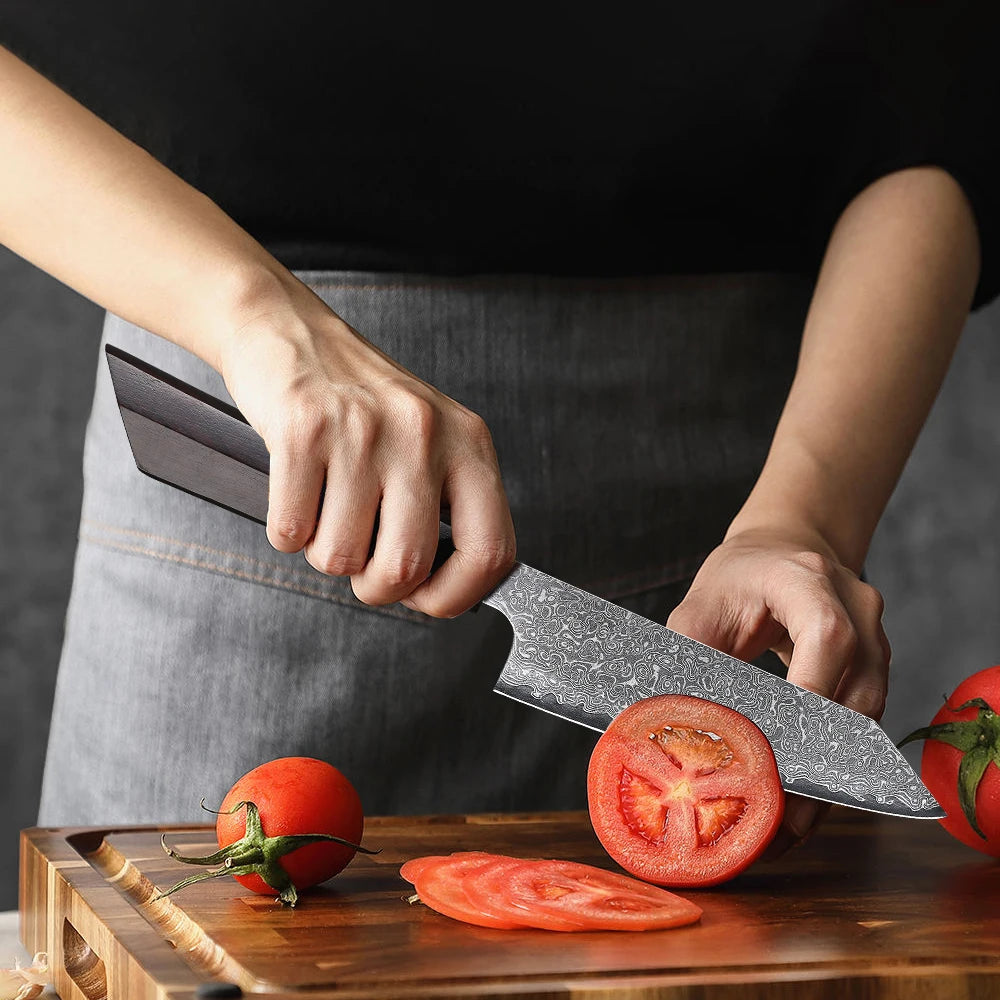F.YOUNG 5" Japanese Kitchen Utility Knife Damascus Professional Chef Knife Peeling Paring Fruit Vegetable Meat Cooking Tools