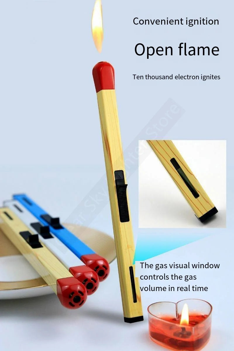 Super Long Luminous Matchstick Lighter Butane Torch Inflatable Lighter Household Aromatherapy Kitchen Gadgets Daily Necessities