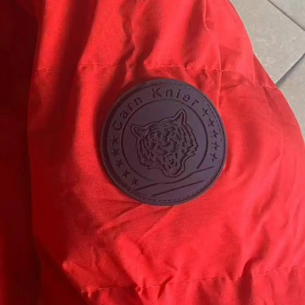 Men Quilted Jacket Solid Color Stand Collar Long Sleeve Zipper Closure Cotton Coat Thickened Jacket Down Cotton Puffer Outwear