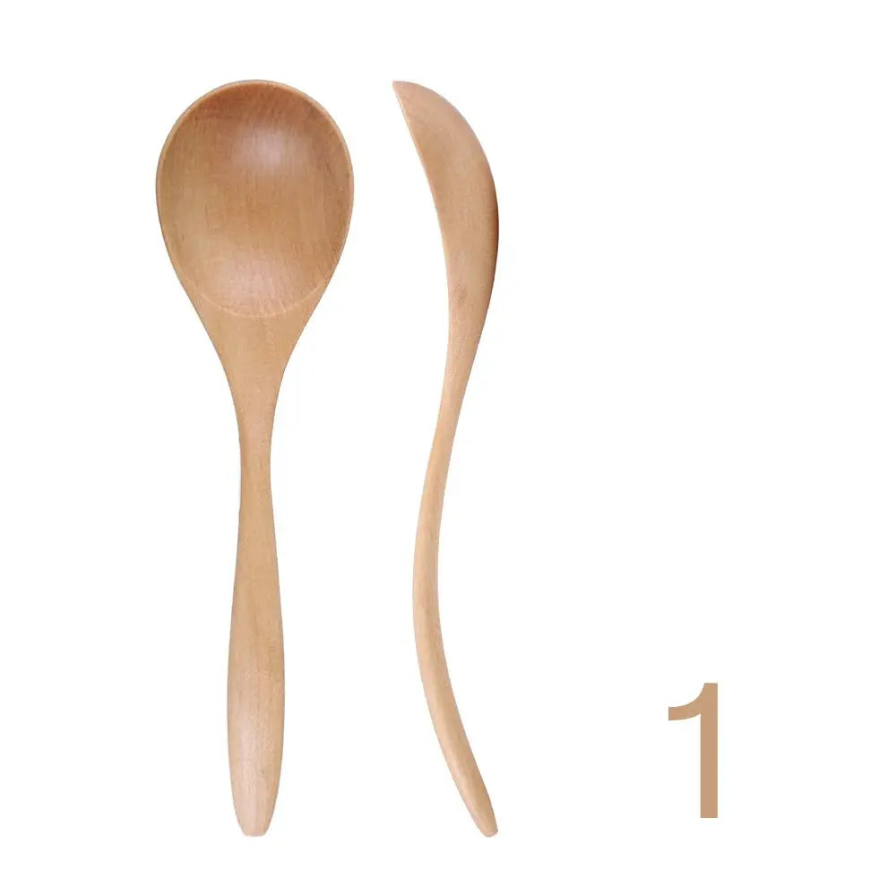 Coffee Dessert Catering Scoop Hand-made Wood Tableware Wooden Spoon Kitchen Tool Cooking Utensil Soup Spoon