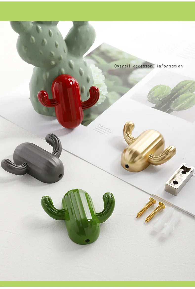 Kitchen Cabinet Storage Cactus Wall Hook Adhesive Practical Pot Plant Wall Hanger Home Decor Organizer Key Rack Bathroom Hook
