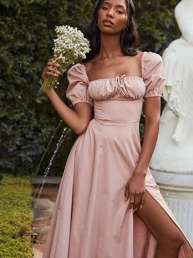 Avrilyaan White Lace Up Pleated Sexy Dress Women 2023 Split Backless Long Summer Dress Vestidos Elegant Holiday Casual Dresses