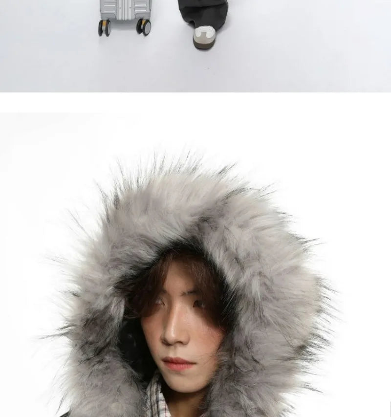 Y2K American New Fashion Solid Color Plus Velvet Padded Cotton-padded Jacket Coat Men Harajuku Hip-hop Popular Casual Couples