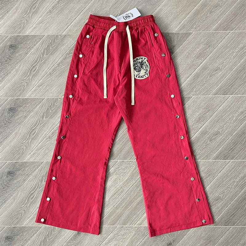 SAINT VANITY Embroidered Buckle Sports Sweatpants Jogger Men Women Drawstring Long Pants Trousers