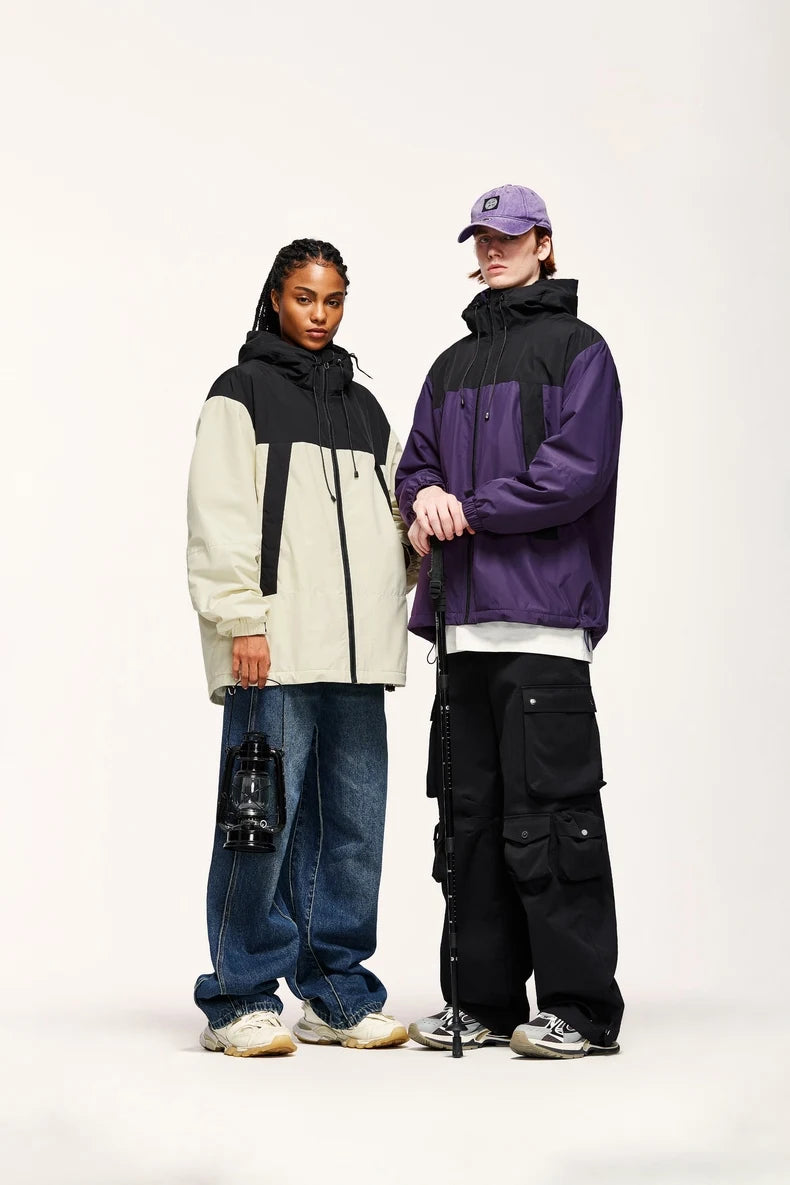 INFLATION Winter Arctic Velvet Inner Parkas Unisex High Neck Windproof Cotton Padded Hooded Jacket Mens Outdoor Coat