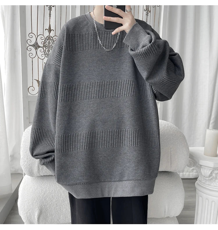 2024 Hoodies Jacquard Sweatshirt Mens White Pullover Streetwear Casual Fashion Clothes Mens Oversized Korean Harajuku T Shirt