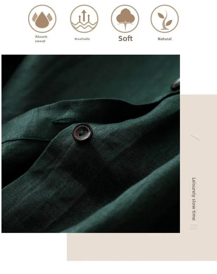 New Washable Linen Loose Cuff Sleeve Long Dress Coat Robe Open Cardigan Women's Clothing Artistic Style Middle Length Outerwear