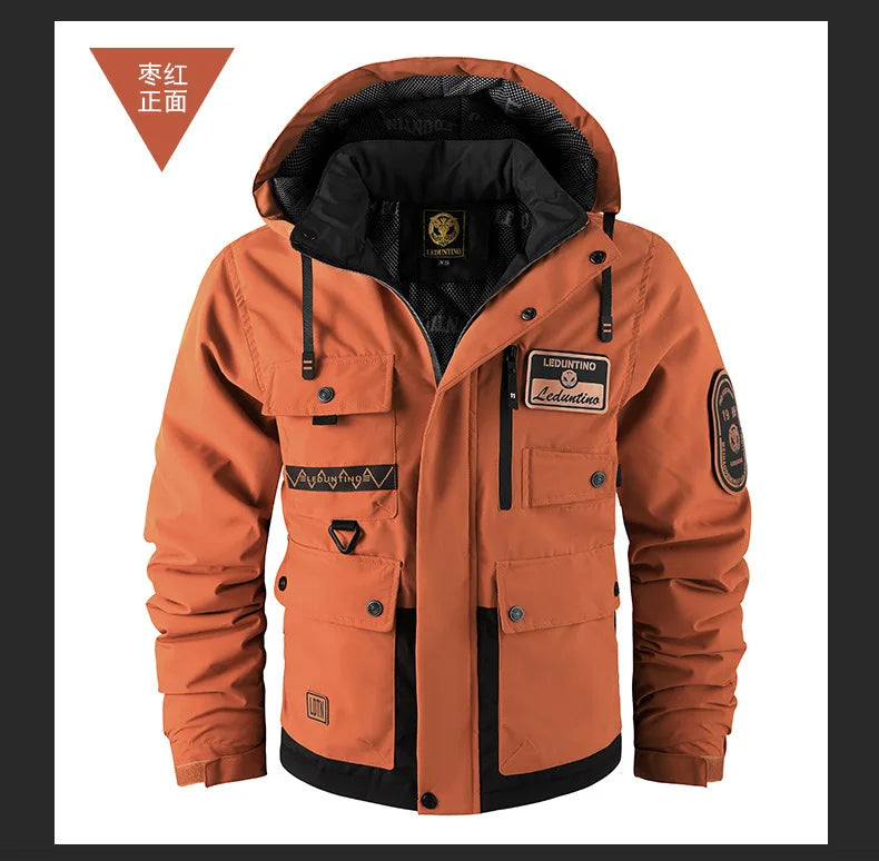 New men's thick padded jacket outdoor warm padded jacket winter men's large size hooded jacket waterproof