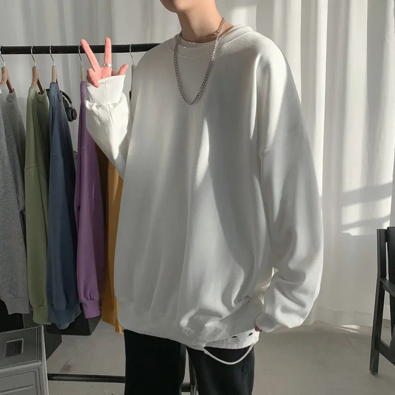 2025 Hoodies Sweatshirt Mens Black White Hip Hop Punk Pullover Streetwear Casual Fashion Clothes Mens Oversized Korean Harajuku