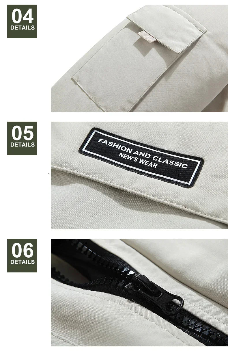 New Men Parkas Coat Windbreaker Big Pockets Wholesale Winter Parkas Men Thicken Coat Fur Hooded Jacket Overcoat Keep Warm Male