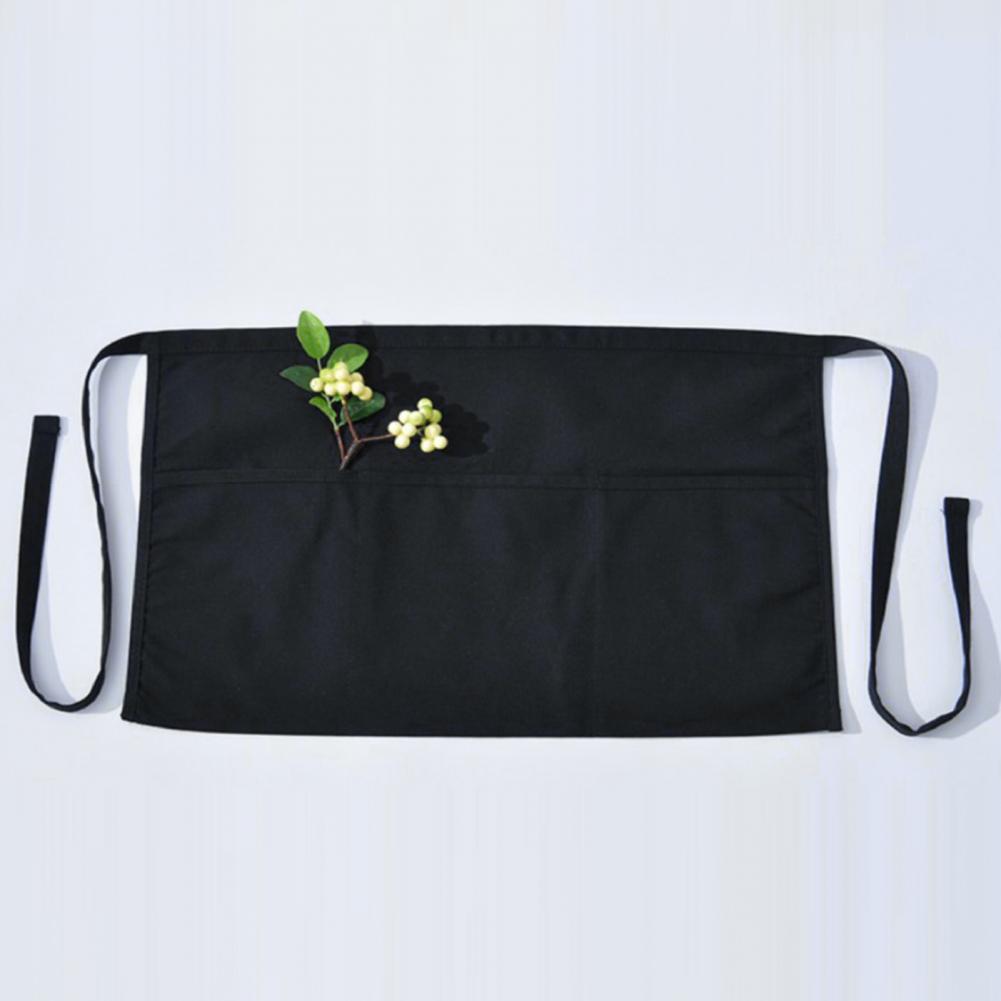 Waiter Apron Multiple Pockets Wear Resistant Waist Apron Lace Up Design Waterproof with Long Straps Half Short Apron Kitchen