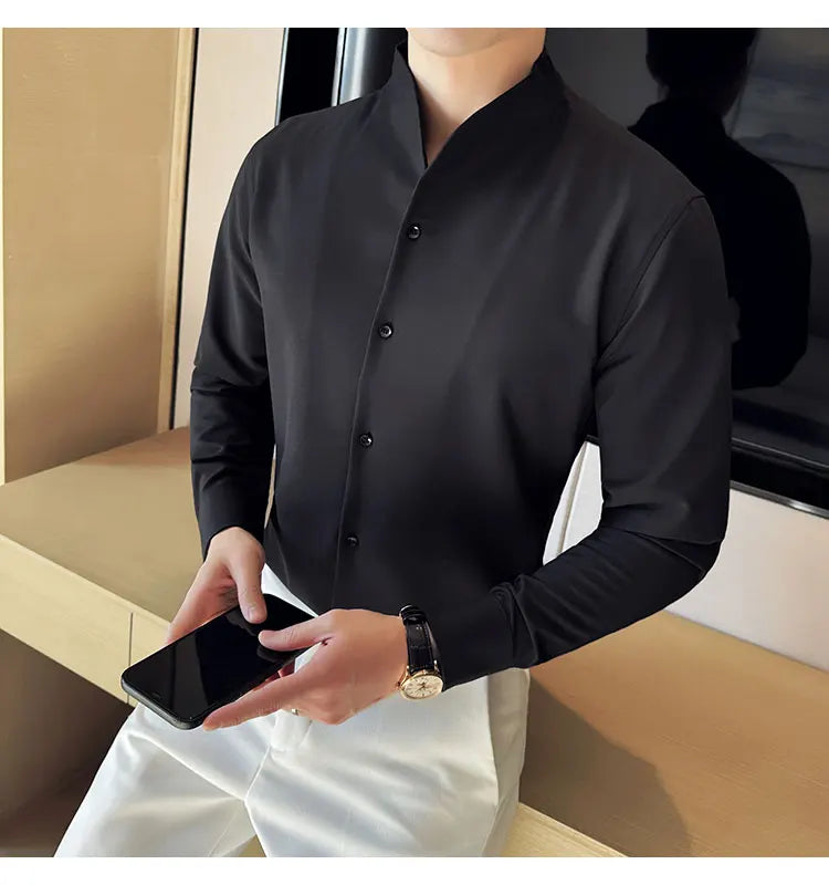 Shirts Men Dress Spring High Quality Shirts Slim Men's Business Formal Social Long Sleeve Men Casual Chemise Homme Tuxedo Shirts