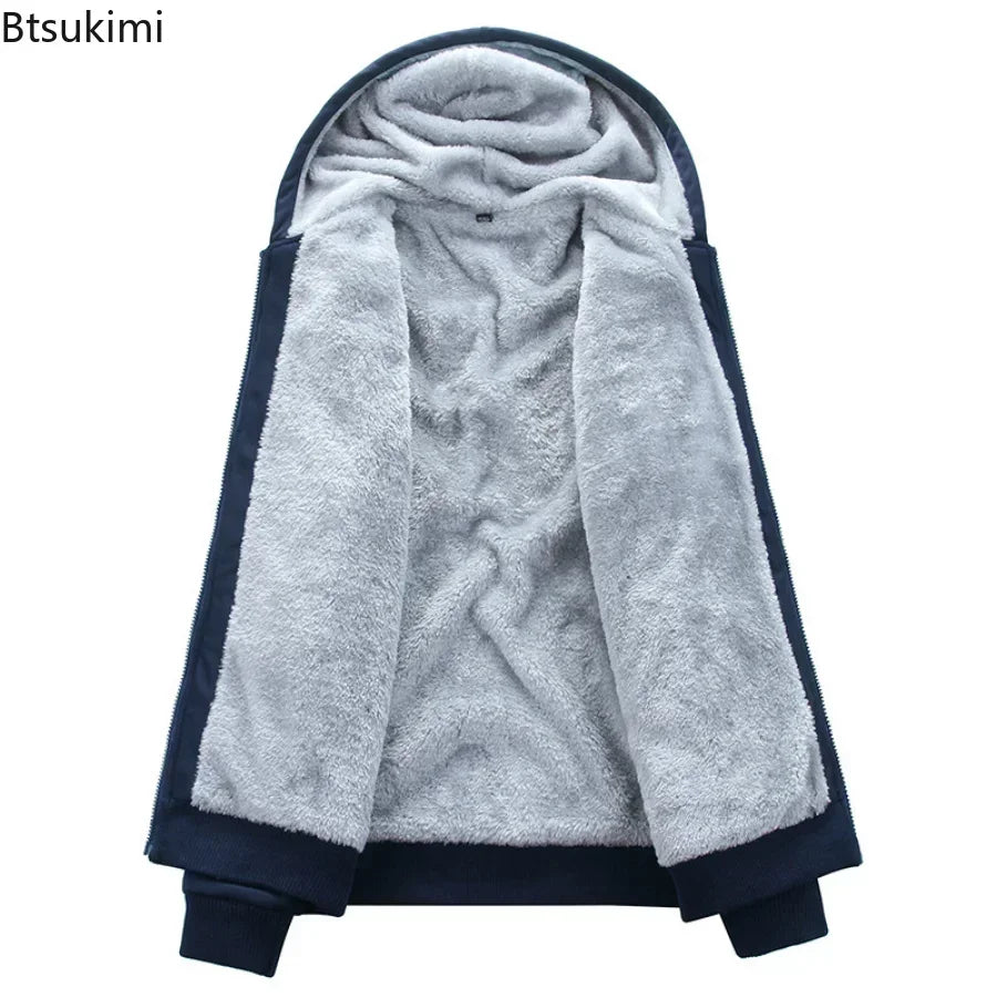 2025 Men's Thicken Warm Tracksuit Set Cardigan Fleece Hood Jacket+Pants Sweatshirts Male 2 Piece Sets Hoodies Suit Coat Big Size
