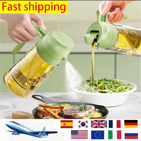 2 in1 Oil Spray Bottle For Kitchen Barbecue Cooking Olive Oil Dispenser Oil Jar Baking Vinegar Soy Spray Container Kitchen Tool