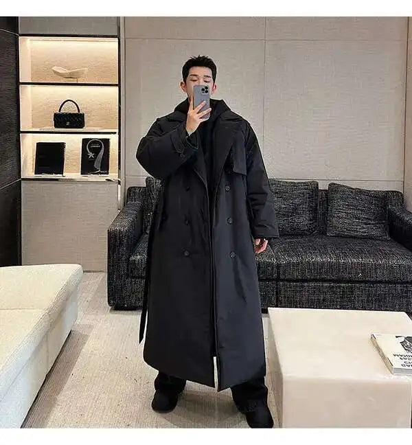 LUZHEN Winter Stylish Double Breasted Long Padded Coat Men's Original Design Thickened Knee-length Trench Trendy 2023 New Cac4db