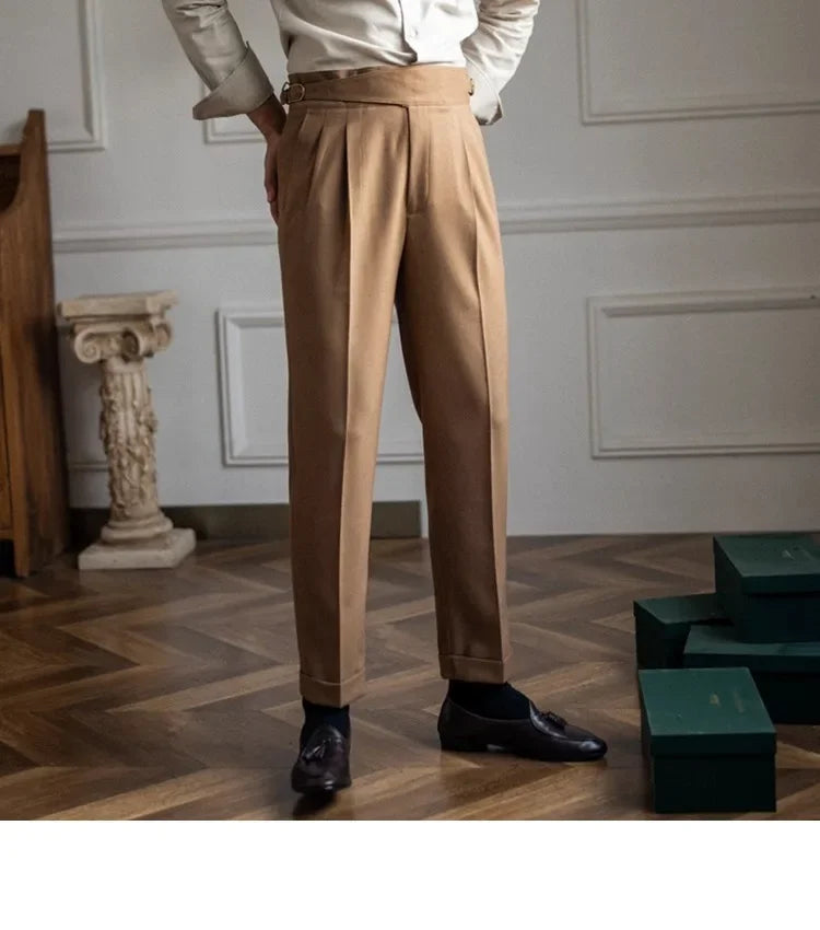 2023 Autumn/winter New Italian Style High-waisted Straight-leg Long Pants Casual Versatile Trousers For British Men