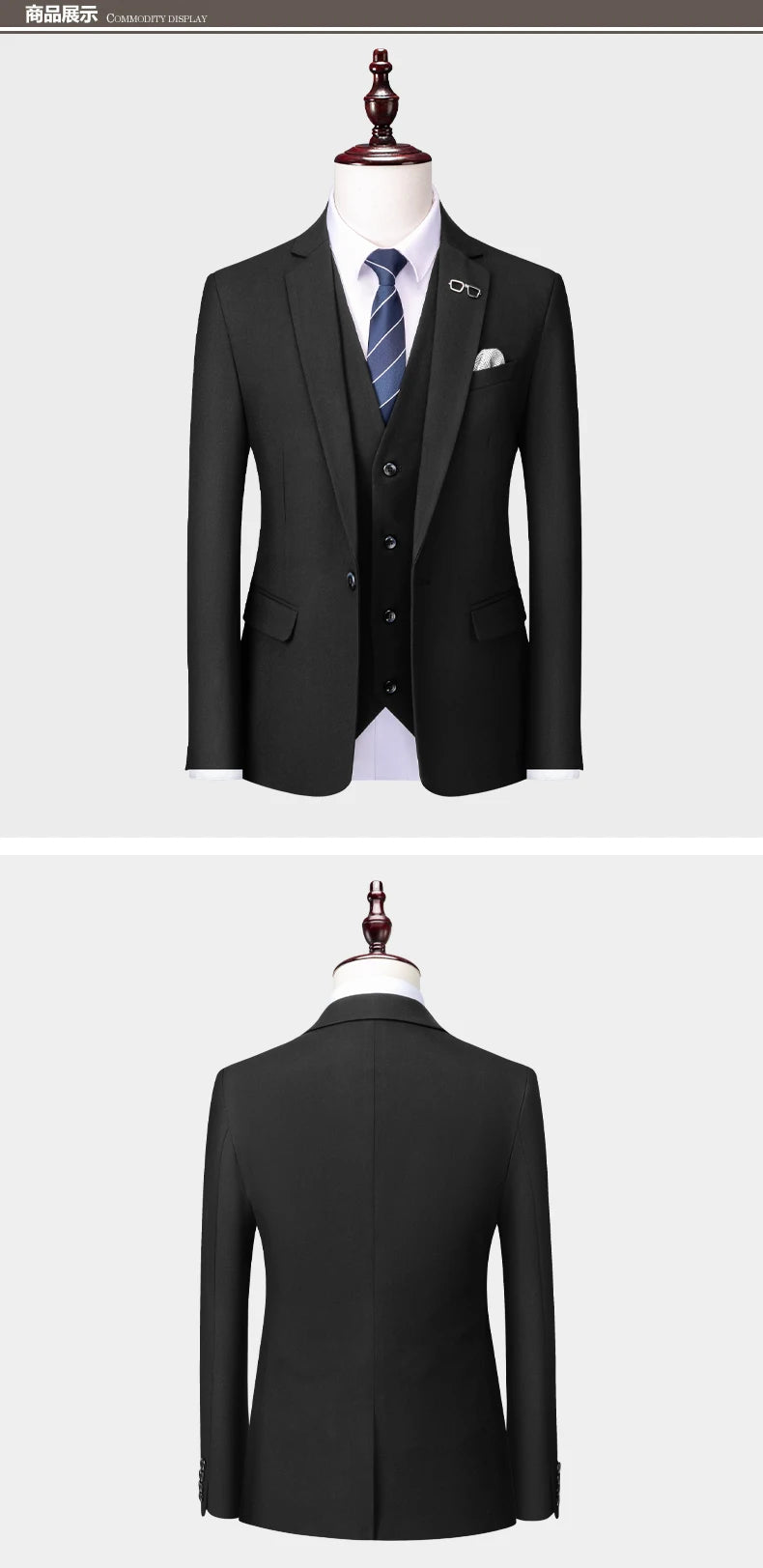 Blazer and Vest and Pants Boutique Fashion Solid Color Men's Casual Formal Office Business Suit Groom Wedding Dress Party Suit