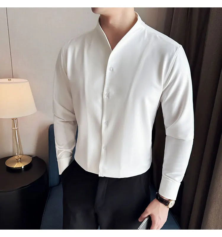 Shirts Men Dress Spring High Quality Shirts Slim Men's Business Formal Social Long Sleeve Men Casual Chemise Homme Tuxedo Shirts
