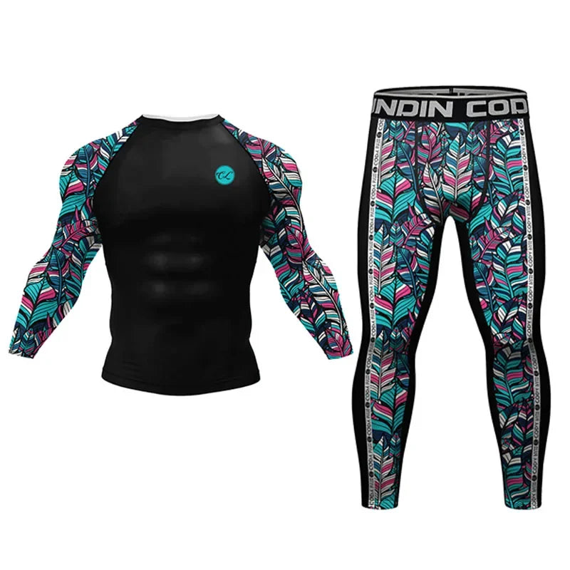 New Grappling Jiu Jitsu MMA T-shirt +Pants Set Rashguard For Men Bjj Boxing Jerseys Rash Guard MMA Shorts Boxeo Sport Clothing