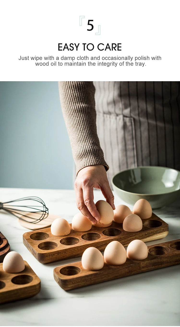 Wooden Egg Storage Box Eggs Tray Home Storage Rack Multi-Compartment Eggs Holder Kitchen Cooking Refrigerator Keep Fresh Tools