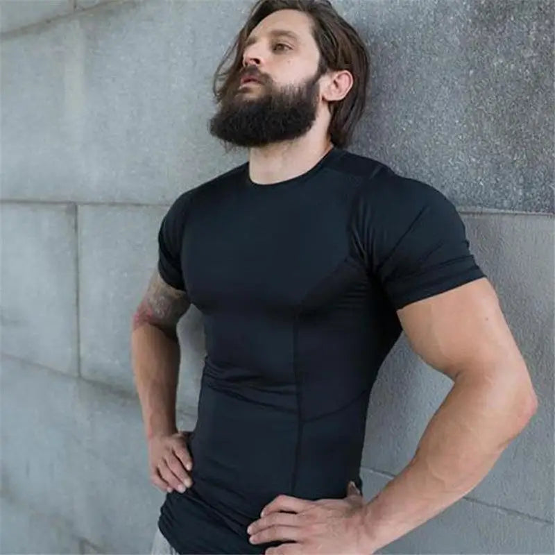 Summer Men's Quick Dry Compression T-Shirt Sport Running Short Sleeve Tees Gym Fitness Workout Bodybuilding Sweatshirt Clothes