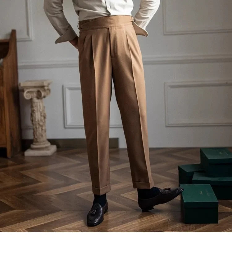 2023 Autumn/winter New Italian Style High-waisted Straight-leg Long Pants Casual Versatile Trousers For British Men