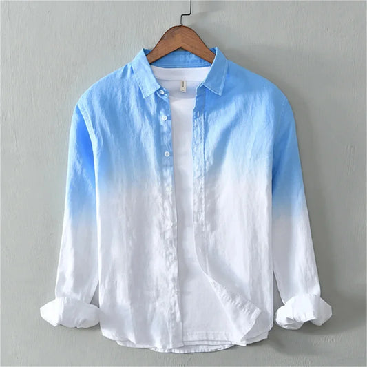 2024 New Summer Shirt Casual Long Sleeve Lapel Shirt 3D Printing Light Color Changing Men's Linen Shirt XS-6XL Fast Shipping