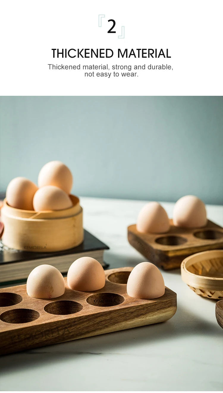 Wooden Egg Storage Box Eggs Tray Home Storage Rack Multi-Compartment Eggs Holder Kitchen Cooking Refrigerator Keep Fresh Tools