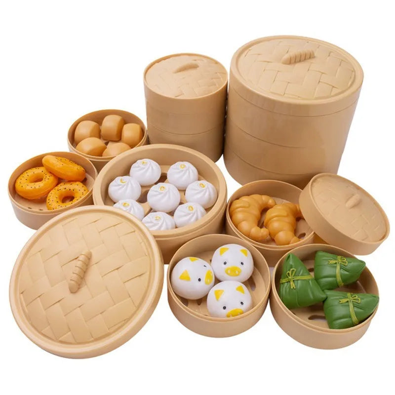 Chinese Breakfast Food Set Chinese Dim Sum Food Cooking Role Play Toys Kitchen Simulation Food Toys Girls Boys Children