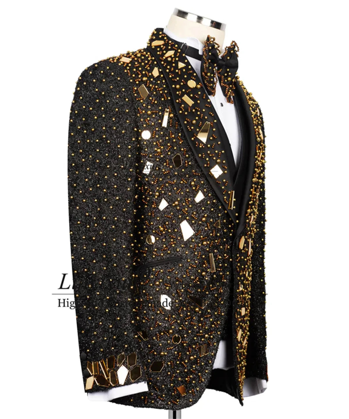 Luxury Beaded Crystals Men Suits Shawl Lapel Groom Tuxedos 3 Pieces Sets Customized Costume Homme Party Wedding Prom Blazers