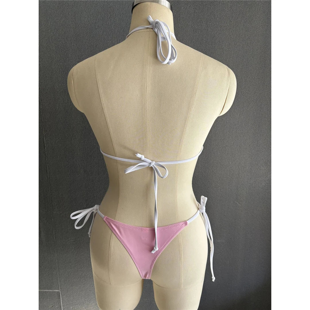 S - XL Sexy Halter Strappy High Cut Bikini Women Swimwear Female Swimsuit Two-pieces Bikini set Bather Bathing Suit Swim V6244
