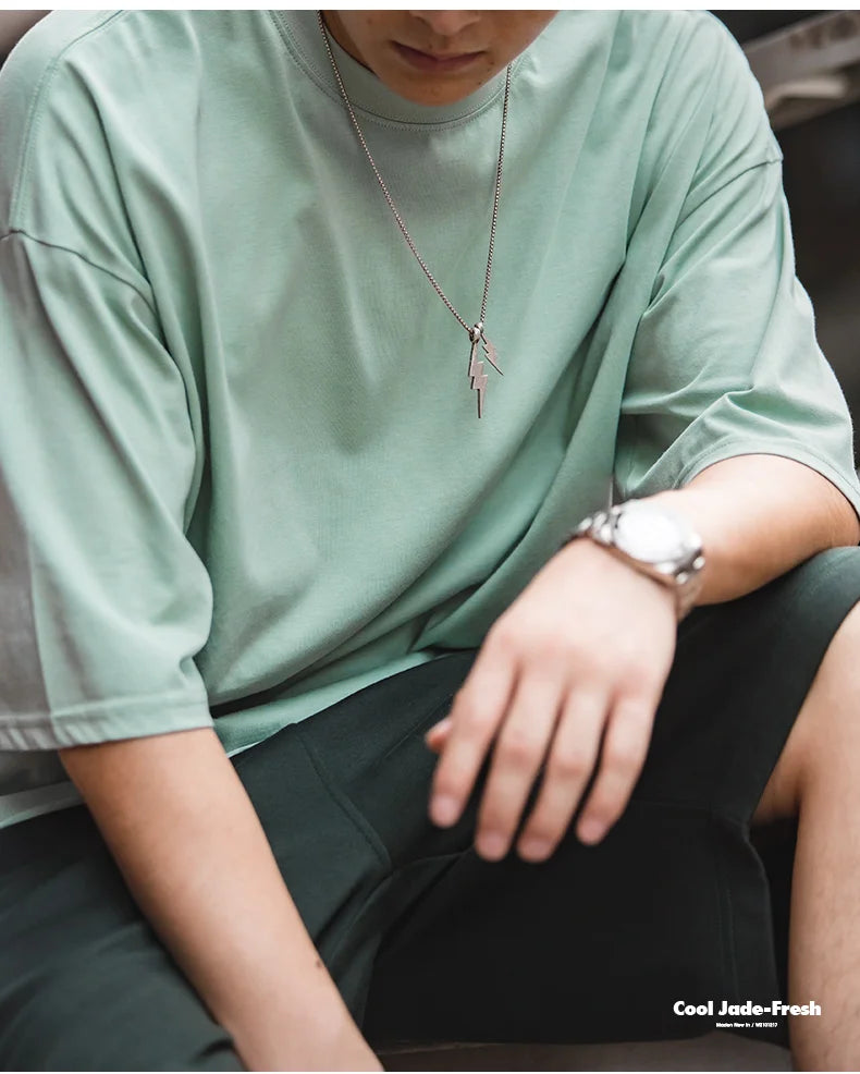 Maden Casual Cool-Touch Short Sleeve T-Shirt Men's Summer Breathable Loose Fit Crew Neck Tee Basic Versatile Solid Color Tops