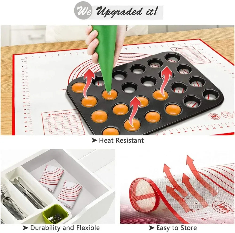 BUYYES 1PCS White And Red Kneading Mat Silicone Baking Mat Pizza Cake Dough Maker Kitchen Cooking Grill Gadget Baking Utensils