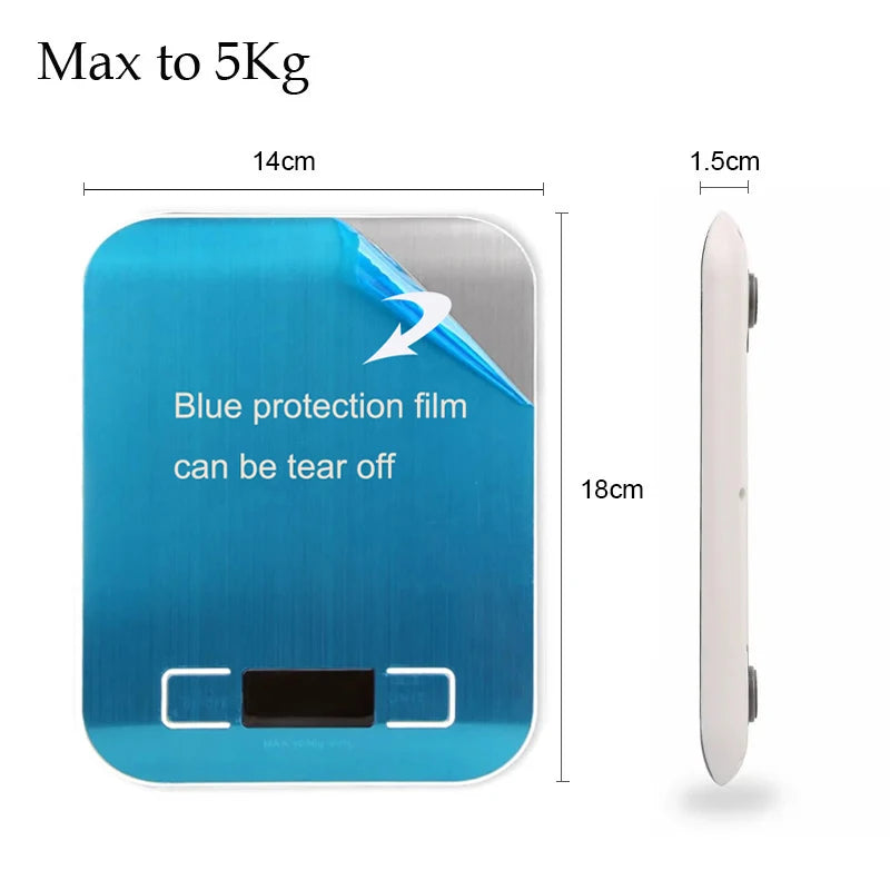 Electronic Digital Scales 5kg 10kg 1g  Weights Scale Stainless Steel  Food Balance Measure Tools LED Display Kitchen Scale