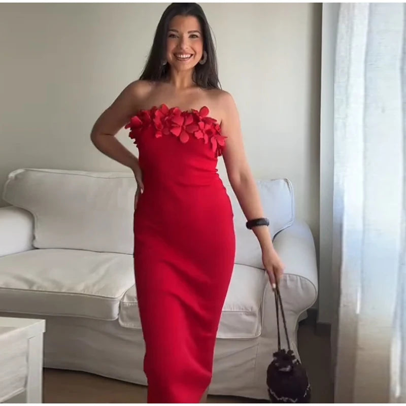 Sexy Off Shoulder Ruffles Women's Dresses Fashionable Lace Up Solid Slim Fit Long Dress Female Summer Beach Holiday Party